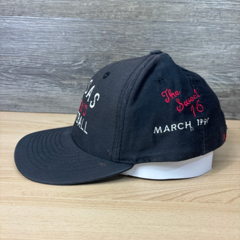 Vintage Kansas Jayhawks Hat Cap Strapback Black Womens Basketball Sweet 16 90s - Picture 3 of 11
